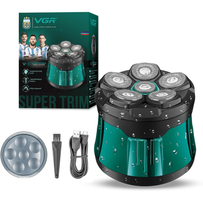 Электробритва VGR V-373 6D для бритья головы, 6 роторных головок, IPX6, LED-дисплей