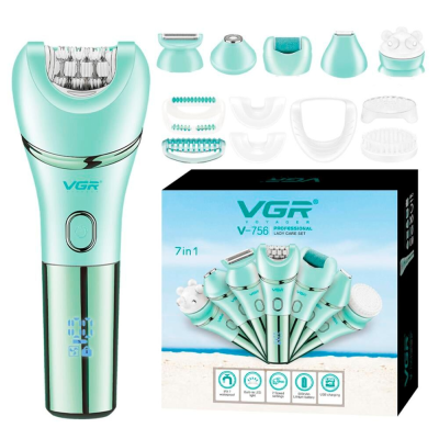 Эпилятор VGR V-756 7 в 1, IPX7, LED-дисплей, 7 насадок