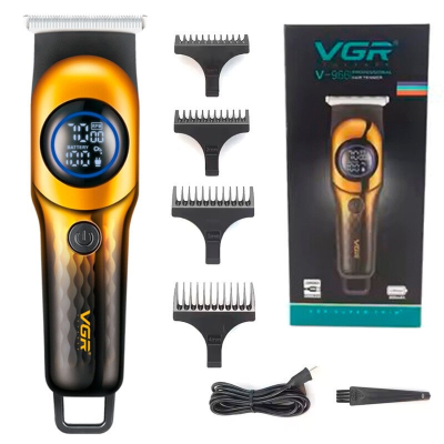 Триммер для стрижки волос VGR V-966 Professional, 7000 об/мин, 4 насадки, LED-дисплей