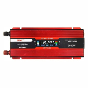 Преобразователь напряжения UKC KC-2000D 12V → 220–230V, 2000W, LCD, USB