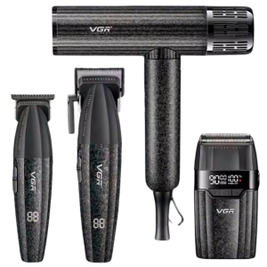 Набор VGR V-640 S4, машинка, триммер, шейвер и фен, 4 в 1