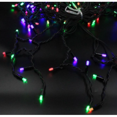 Xmas гірлянда LED 120 3.3Line Short curtain(Бурпурки/Бахрома) M-2 Мультицветна 5M Вул.+сої Чорні 7235