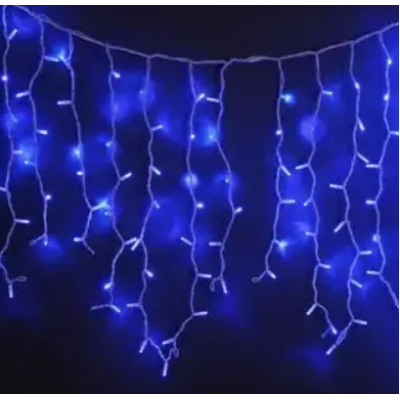 Xmas гірлянда LED 200 3.3Line Short curtain(Бульби/Бахрома) B-2 Синя 10M*1,5M Вул.+з'єднувач Чорний 7405