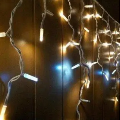 Xmas гірлянда LED 200 3.3Line Short curtain(Бульбашки/Бахрома) WW-1 Теп.білий 10M*1,5 Вул.+соед.Бел 7761
