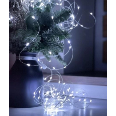 Гірлянда на батарейках + USB 10m 100 led W Біла 7291