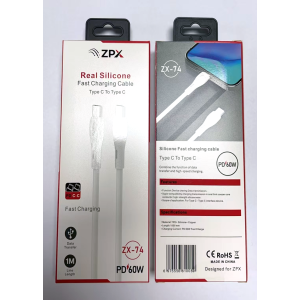 Кабель для швидкого заряджання ZPX ZX-74 Type-C - Type-C, 60W, силіконовий, 1 м