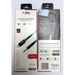 Кабель оплетки ZPX ZX-86 Lightning - AUX 3.5 мм для передачі аудіо Hi-Fi