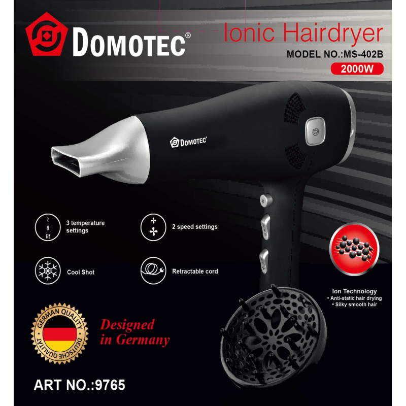 Фен з іонізацією Domotec MS-402B, 2000 Вт