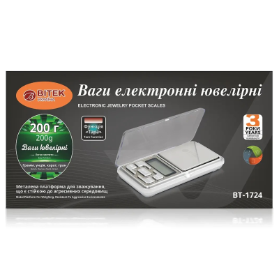 Електронні ювелірні ваги BITEK BT-1724 200 г, точність 0,01 г