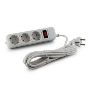 Фільтр мережі SP3, 3 розетки, 5 м, чорний/білий