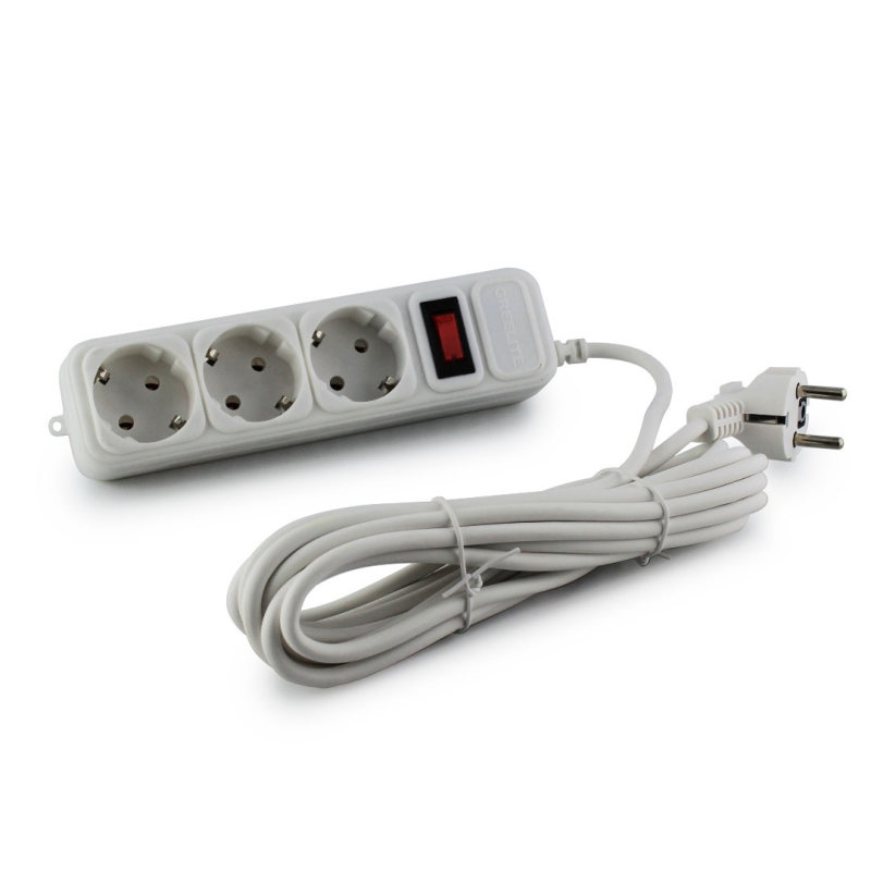 Фільтр мережі SP3, 3 розетки, 5 м, чорний/білий