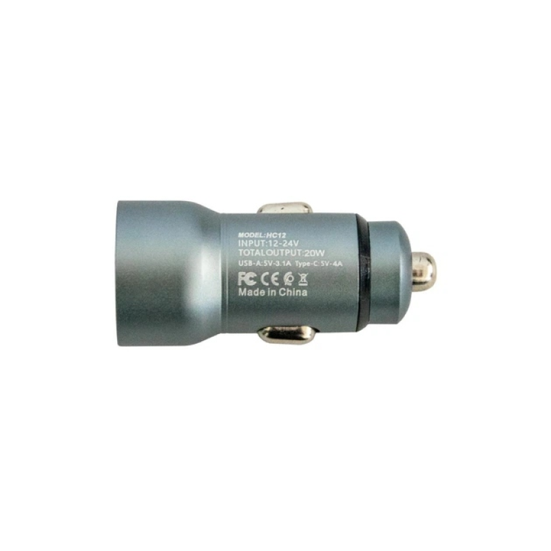 Автомобільний зарядний пристрій HC12, Type-C та USB, 12–24 В