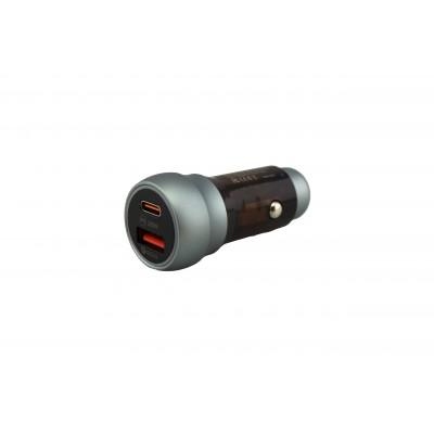 Автомобільний зарядний пристрій C01, Type-C та USB, 38 Вт, швидка зарядка