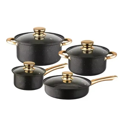 Набір посуду COOKWARE SET G-A12, 8 предметів, керамічне покриття, каструлі 20 та 24 см, сковорода 26 см, ківш 18 см