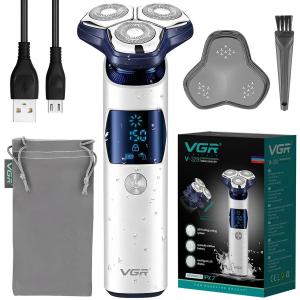 Електробритва VGR V-328, роторна, 3 плаваючі головки, IPX7, USB