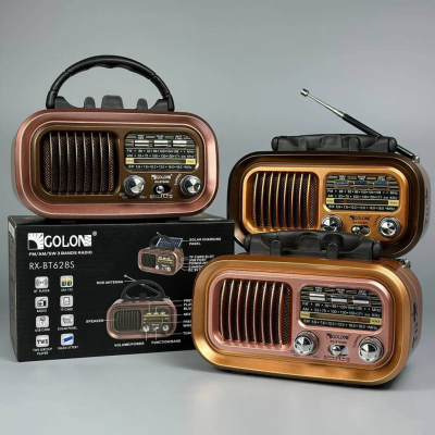 Радіоприймач GOLON RX-BT628S, Bluetooth, USB, SD, сонячна панель
