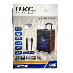 Портативна колонка LIVE 15A, Bluetooth, USB, FM, караоке, 1400W