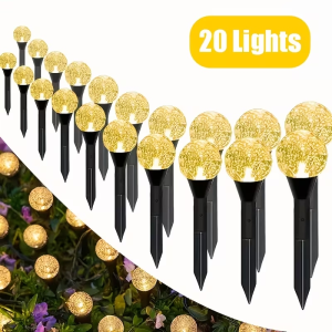 Садовий світильник Garden Light, кулястий з бульбашками, на сонячній батареї, 20 шт(1уп)