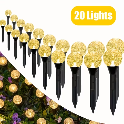 Садовий світильник Garden Light, кулястий з бульбашками, на сонячній батареї, 20 шт(1уп)