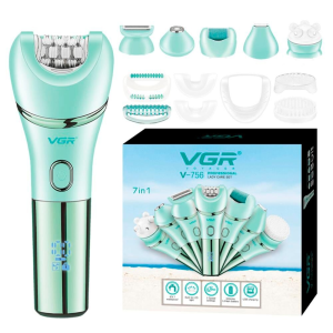 Епілятор VGR V-756 7 в 1, IPX7, LED-дисплей, 7 насадок