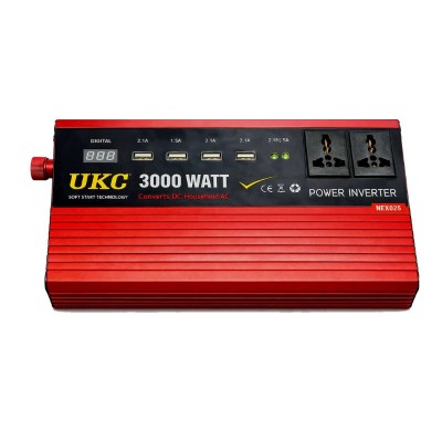 Перетворювач напруги UKC 3000W 12V → 220V, автомобільний інвертор