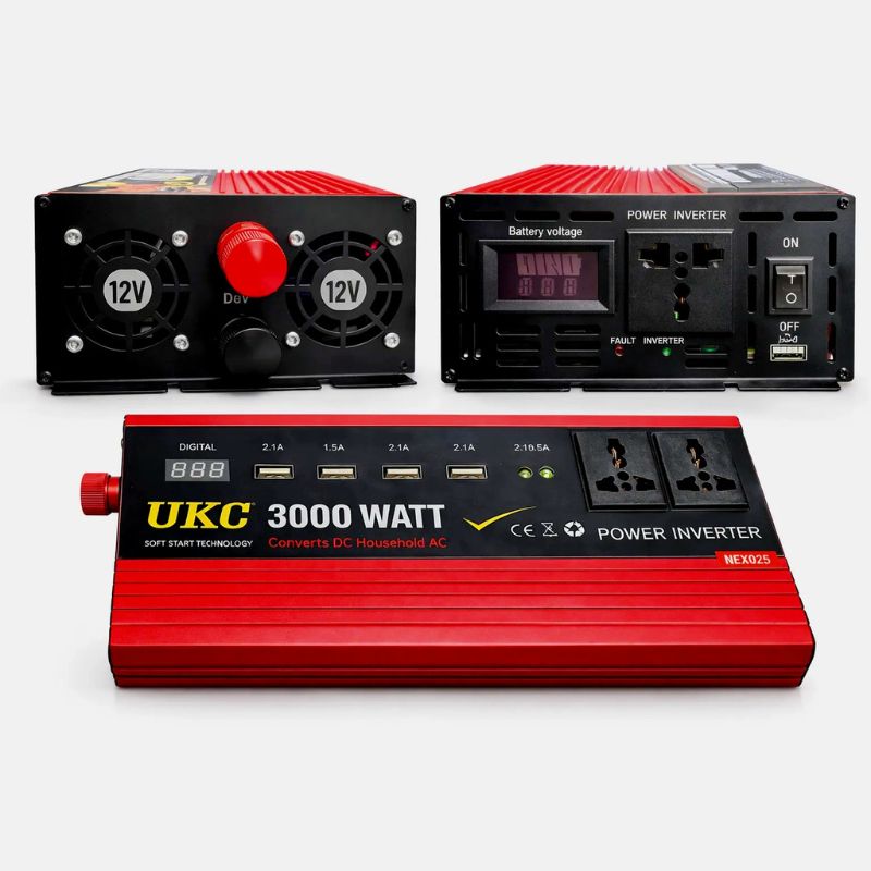 Перетворювач напруги UKC 3000W 12V → 220V, автомобільний інвертор