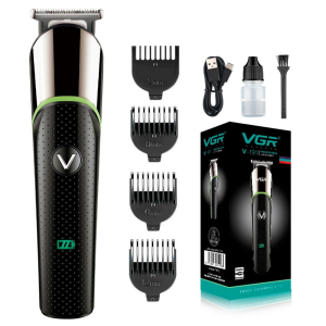 Машинка для стрижки волосся VGR V-191, 4 насадки, USB Type-C, 100 хвилин роботи