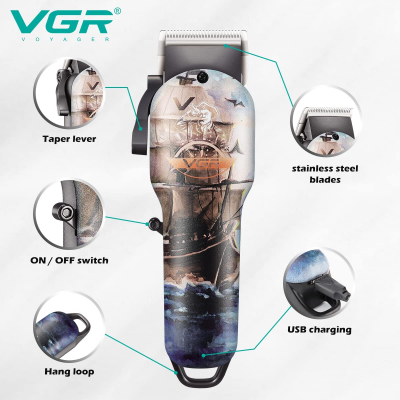 Акумуляторна машинка для стрижки волосся VGR V690 Salon Series