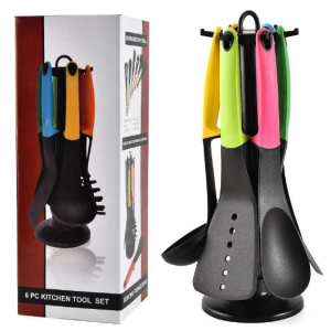 Набір кухонного приладдя на підставці 6 предметів пластик Kitchen Cutlery Sets