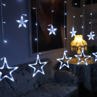 Xmas гірлянда STAR CURTAIN 12M білі Зірки 3M*80CM*50CM 8113