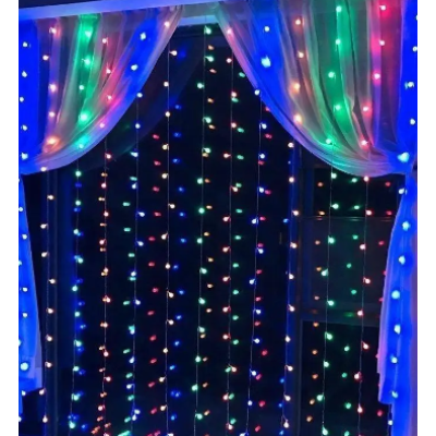 Xmas гірлянд (Штора) 3M*3M) 300 led M-9 Мультикольорова (Copper) на мідному дроті+з'єднувач 7914