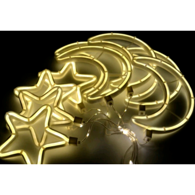 Xmas гірлянда Copper curtain ball lamp 9WW-1 Шапки-білий Місяць 5 Зірка 4 3M*0.7M7260