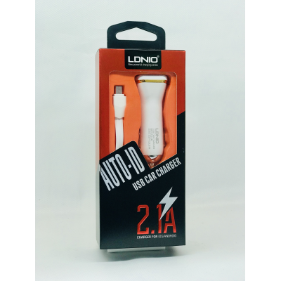 Автомобильное зарядное устройство LDNIO DL-219 (2.1A / 2 USB порта + кабель MicroUSB)
