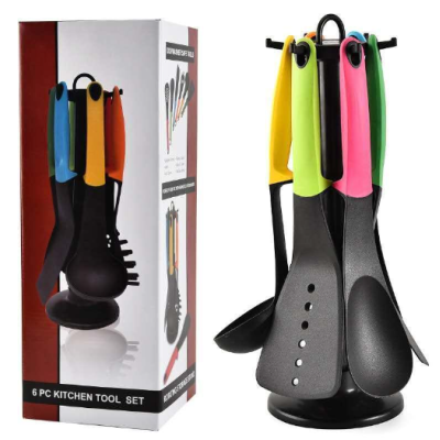 Набор кухонных принадлежностей на подставке 6 предметов пластик Kitchen Cutlery Sets