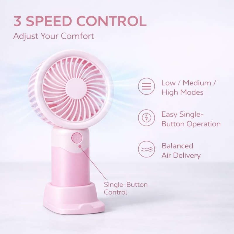 Мини-вентилятор ручной Mini Fan SD-30, с подставкой, 3 режима