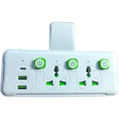 Сетевой удлинитель K03, 2 розетки + 2 USB + Type-C, универсальный