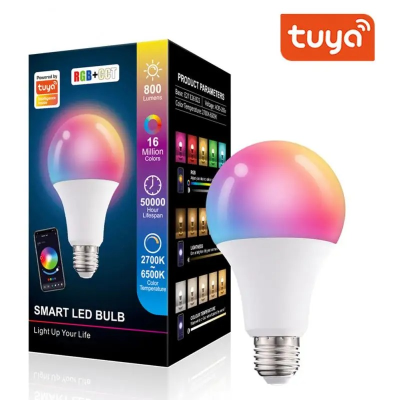 Розумна світлодіодна лампочка Tuya RGB з керуванням кольором та пультом (B22/E27, 10 Вт)