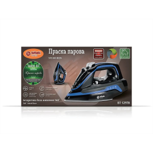 Парова бездротова праска BITEK BT-1297, 3000 Вт, з керамічною підошвою та базою 360°