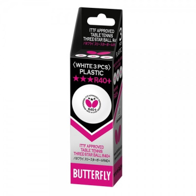 М'ячі для настільного тенісу Butterfly R40+ 3* ITTF 3шт.
