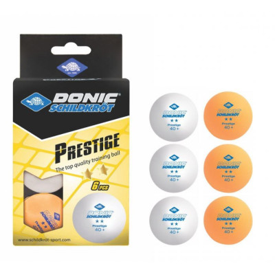 М'ячі Donic Prestige 2* 40+ 6шт white+orange (608523)