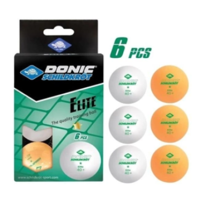 М'ячі Donic Elite 1звезда 40+ plastic white 6 шт white+orange (608511)