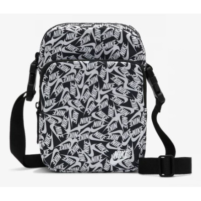 Сумка через плече Nike NK HERITAGE CRSSBDY - ACCS PRN чорний, білий Уні 27 х 6 х 15 см