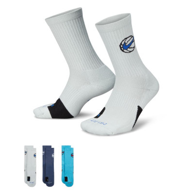 Шкарпетки Nike U NK ED CREW BBALL 3PR 144 світло-голубий, синій, бірюзовий Уні 46-50