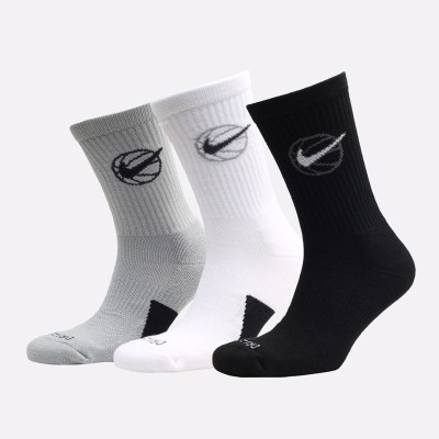 Шкарпетки Nike U NK CREW EVERYDAY BBALL 3PR чорний, білий, сірий Уні 38-42