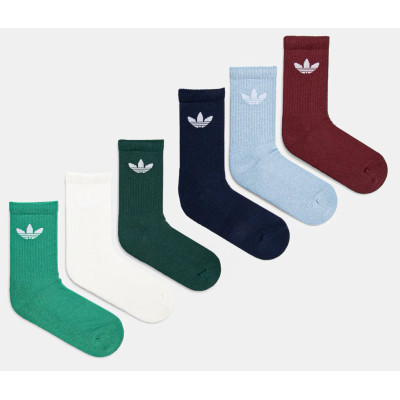 Шкарпетки Adidas TR CREW S 6P зелений, білий, блакитний, чорний, темно-зелений, бордовий Уні S (37-39)