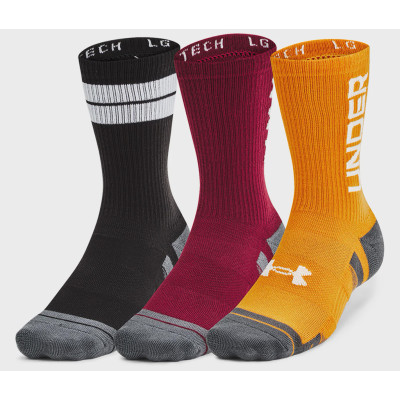 Шкарпетки Under Armour Perf Tech Nov 3pk Crew чорний, бордовий, помаранчевий XL (1379515-625)