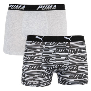 Труси-боксери Puma LOGO AOP BOXER 2P сірий, білий, чорний Чол XL