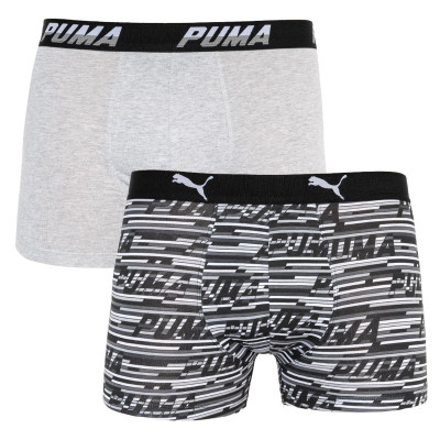 Труси-боксери Puma LOGO AOP BOXER 2P сірий, білий, чорний Чол XL
