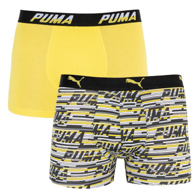Труси-боксери Puma LOGO AOP BOXER 2P сірий, жовтий Чол XL