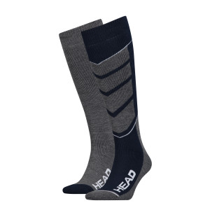 Шкарпетки гірськолижні Head UNISEX SKI V-SHAPE KNEEHIGH 2PPK синій, сірий Уні 35-38